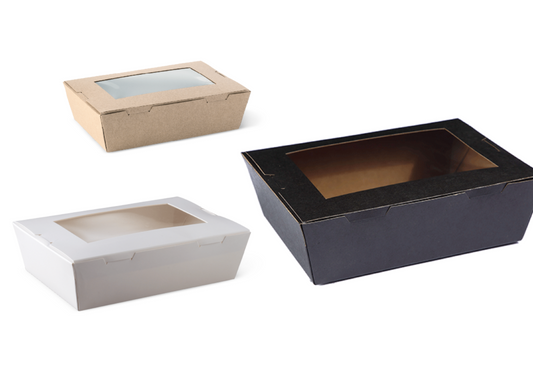 Lunch Carton Containers in Compostable with Window Lid